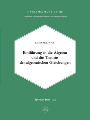 cover image of Einleitung in die Algebra und die Theorie der Algebraischen Gleichungen